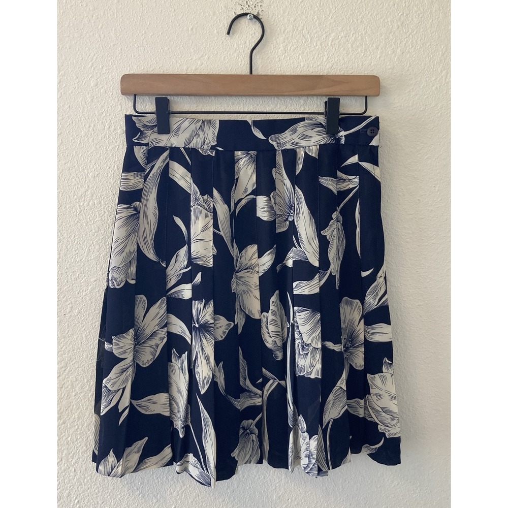Vintage Mini Skirt Pleated Size 6 Floral Baronesa Blue Mini Cottagecore 90's